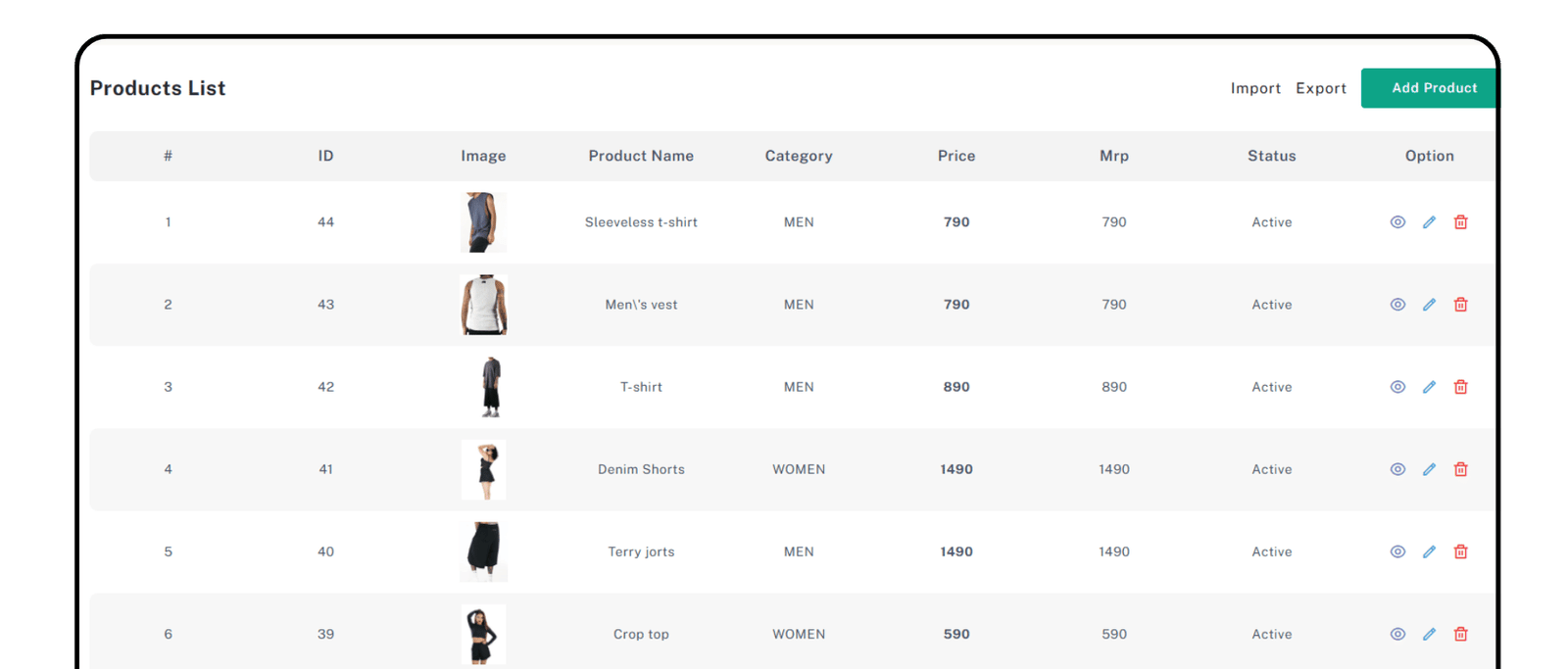 Product Listing